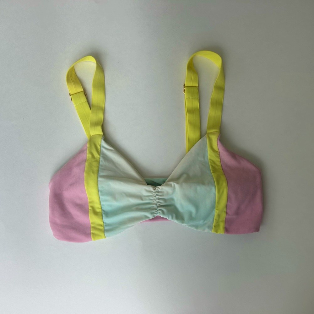 PilyQ PQ Pastel Aruba Utopia Halter Bikini Top in Pink Blue Size S